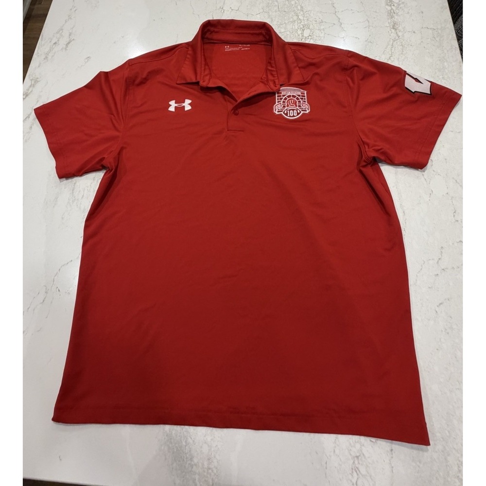Under Armour Wisconsin Badgers Football Camp Randall 100 Years Golf Polo XL